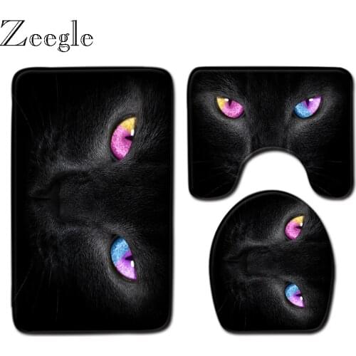Zeegle Bath Mat Set 3pcs Toilet Carpet Set Flannel Non-Slip Rug Set Toilet Seat Cover Shower Room Water Absorption Floor Rug
