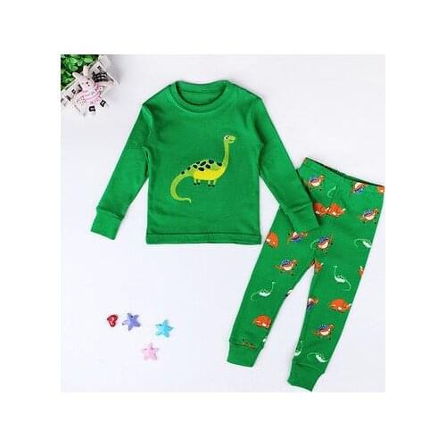 New Lovely Baby Boy Childrens Green Dinosaur Home Clothing Pajamas Set Boys Nightwear Homewear Kids Sleepwear 1-7T