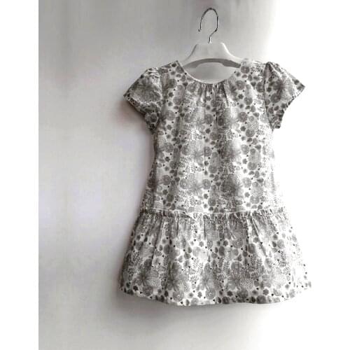 Girls dress cotton short-sleeved summer print floral girl princess dress dignified elegant clean childrens dress dress