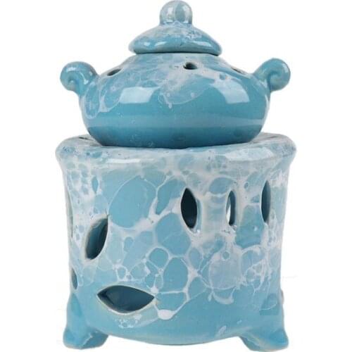 Attach Teapot Censer Marble Patterned Blue candle and candlestick свеча и подсвечник vela y candelero