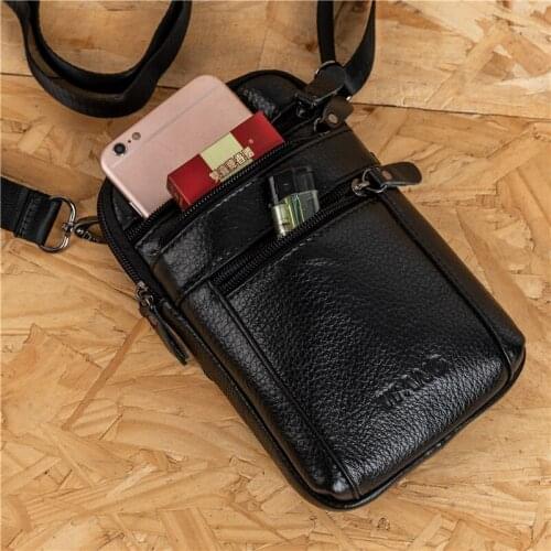 Genuine leather Men Cell Phone Waist Bag Fashion Cross Body Belt Pack Small Fanny Messenger Shoulder Bags Belt wallet for men