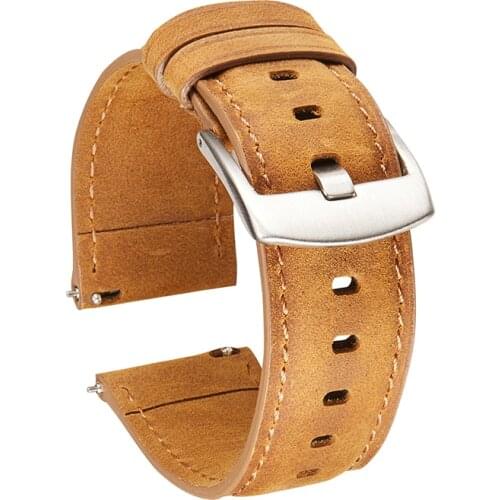 Crazy Horse Leather Watchband 20 22mm for Samsung Galaxy Watch 42 46mm Gear S3 Vintage Quick Release Strap