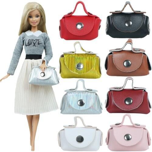 Handmade Doll Bag Mixed Color Red Sliver 1:6 Miniature Shoulder Shopping Handbag for Barbie Doll Clothes Accessories Kids Toy