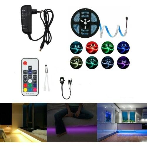 12V LED Strip 5050 RGB Motion Sensor PIR Sensor for Closet Stairs Under Bed Light Bedroom Washroom Cabinet Lamp Night Lights