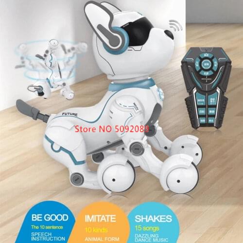 Intelligent Smart Electronic RC Dog 12 Animal Sounds Dancing Singing Pet Voice Control RC Toy Robot Dog Model With Light Sound