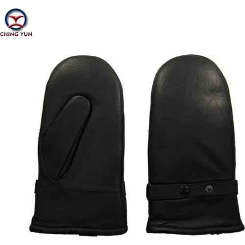 Winter Cotton Gloves Anti-freeze Cold Mens High-quality Genuine Leather Wool Thick Plush Sheepskin Fluff Buckled Lady Mittens