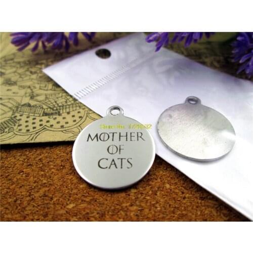 10pcs-stainless steel Charms "MOTHER OF CATS" DIY Charms Pendants for necklace/bracelet/keychain DIY jewelry