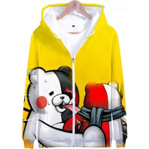 Beer 3D Zipper Hoodie Sweatshirt Cosplay Costume Men/women Long Sleeve Anime Danganronpa Kpop Monokuma Black White Casual Full