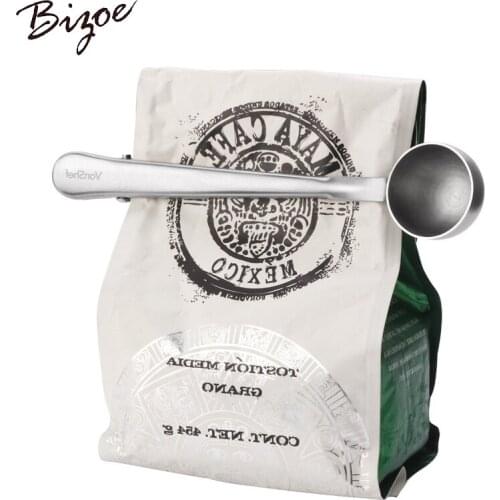5pcs Multifunctional Stainless Steel Coffee Measuring Scoop With Bag Clip Sealing Tea Measuring Spoon Kitchen Tool