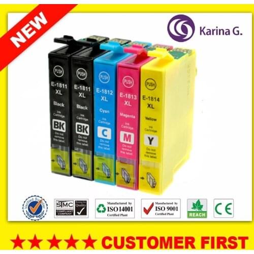 5x compatible ink cartridge for Epson T1811 For epson XP-225 XP-322 XP-325 XP-422 XP-425 XP-225 XP322 XP325 XP422 XP425 printer