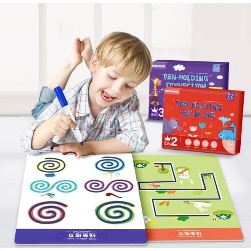 72Page Montessori Pen Control Connection Training Writing Educational Kids Toys Drawing Set Dot To Dot Practice Teaching Aids