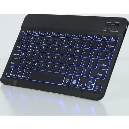 Bluetooth Wireless Tablet Keyboard with Dimmable 7-Color RGB Backlight Multi Device Keyboard for iOS Android Phone Tablet Laptop