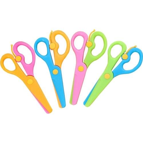 Safety plastic scissors creative elastic kindergarten childrens DIY small round head paper cutter