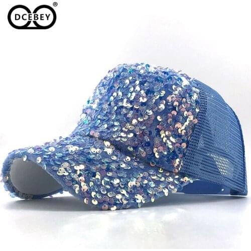 【DCEBEY】Bling Bling Sequins Decorate Peaked Cap 2020 New Baseball Cap Air Mesh Hat For Men Women Fashion Dads Hat Drop Shipping