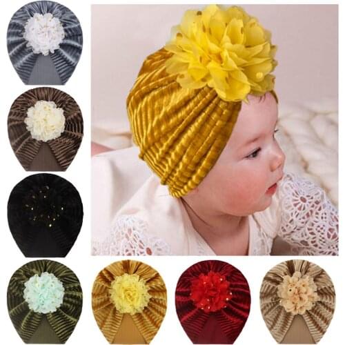 Toddler Kids Baby Boys Girls Solid Floral Sequin Hat Beanie Headwear Kawaii Solid Floral Ribbed Hat Beanie Accessories