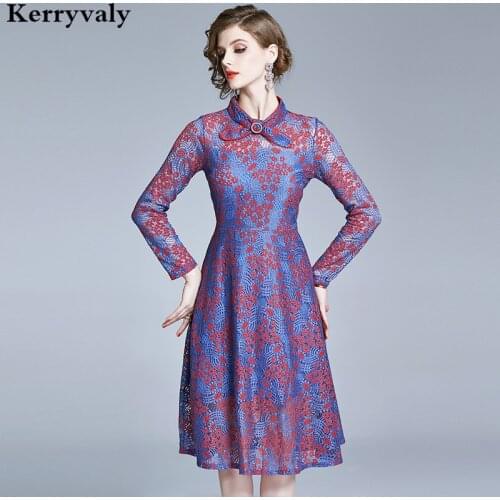 Elegant Women Midi Party Lace Dress Vestidos Casual Mujer 2021 Skater Dress Jurkjes Vestidos Tallas Grandes Mujer K8723