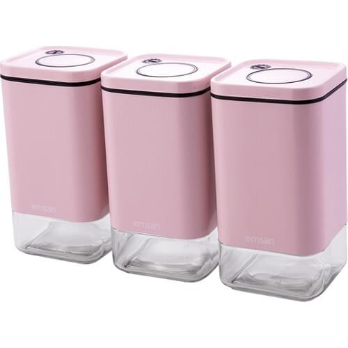 Emsan Plaza 3'lü Medium Jar Set Baby Pink