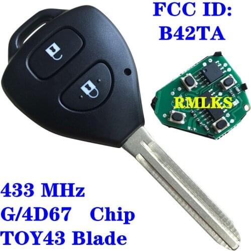 FCC ID: B42TA Remote Key Fob 433MHz G 4D67 Chip for Toyota Hilux Fortuner 2011-2014 Yaris 2008-2014 Innova 2006-2009