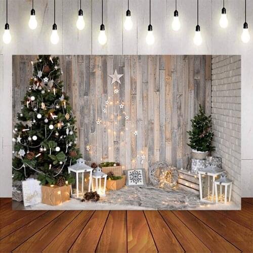 Rustic wood wall backdrop for photography christmas tree photo background glitter stars light newborn portrait for photography