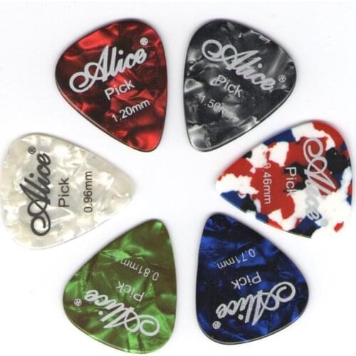 6 pieces Alice Celluloid Guitar Picks Mediator Thickness 0.46 0.71 0.81 0.96 1.20 1.50 mm - Color Random