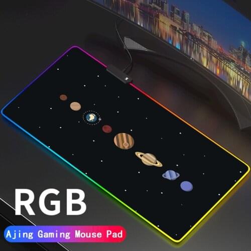 Universe Space Nebula Gaming Mouse Pad Rgb Solar System Mousepad Backlight For Pc Mice Capter Gamer