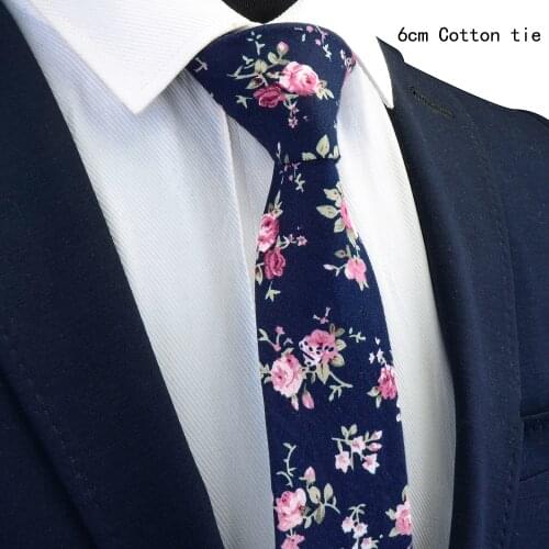 Ricnais Classic 6cm Slim 100% Cotton Mens Necktie Black Red Floral Print Neck Tie For Male Wedding Party Skinny Accessories Gift