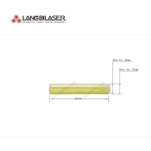Laser lamp flow tube , size : 60*12*10 , yellow quartz tube UV filter lamp flow handle opt e light Laser Hair removal