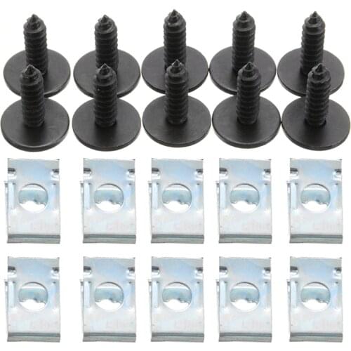 20pcs Chassis Engine Guard Metal Nut/Screw Washers U-shape Clip Car Fender Bumper Cross Head Screws Fit For BMW