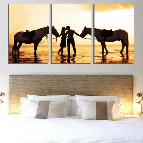 Sweet Home Decor Wall Painting 3 Piece Love Sunset Beach Modern Fashion Bedroom Canvas Picture Art Print Painting Unframed