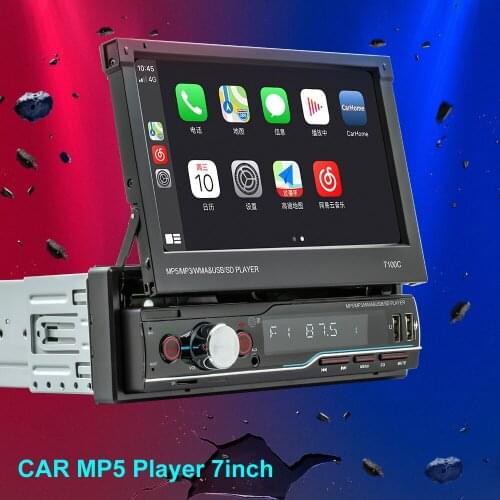 7Inch 1din Android Radio Multimedia Video Player Car MP5 Manual Retractable Screen Carplay Auto Stereo Audio Music USB/SD AUX