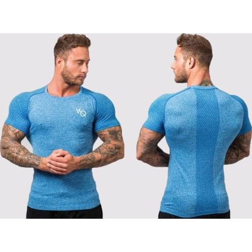2021 Mens T-Shirt Summer New Quick-Drying Breathable Sports Tights Fitness Running Push-Up Training Short Sleeves