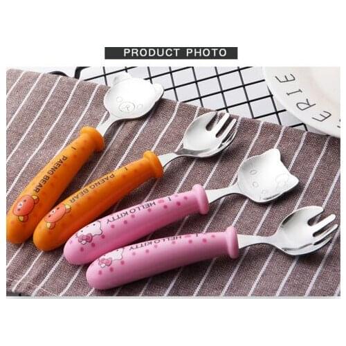 304 stainless steel cutlery set cartoon childrens fork spoon two-piece set of portable gift cutlery set