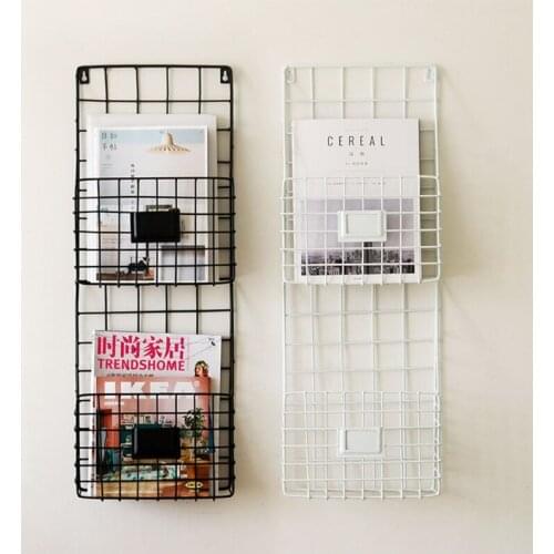 Mail Organizer Wire Basket Wall Mounted Magazine File Holder Hanging Document Foyer Storage Shelf