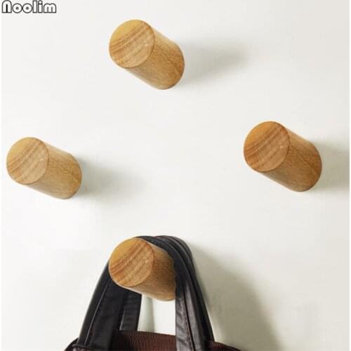 NOOLIM Creative Wood Cylinder Coat Hook Minimalist Nordic Utility Drop Shape Pastoral Bedroom Hallway Coat Rack Wall Hooks