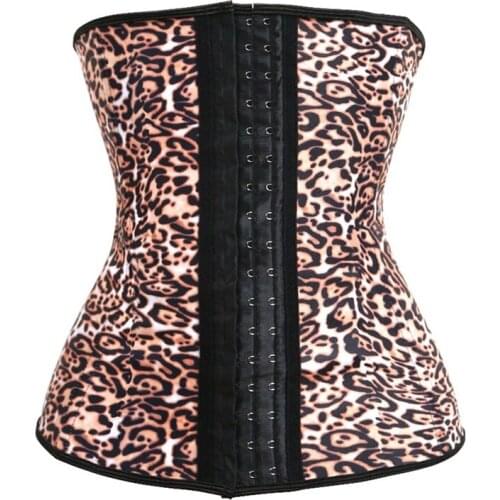 New style Latex Leopard Printed Corsets for Women 's Cincher Rubber Waist Trainer Slimming Body Shapers Shapewear Corset Sexy