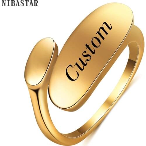 Personalized Gift Customized Engraved Name Stainless Steel Rings for Men Women Anniversary Jewelry