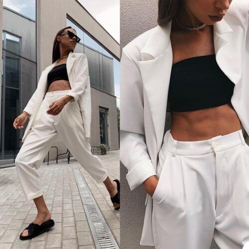 Summe White Women Blazer Suits Bridal Lady Wear Loose Double Breasted Jacket 2 Pieces Party Evening Wear For Wedding