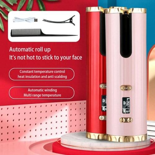 Hair Curler Wave Curling Iron Cordless LCD Display 4 Temperature Modes Hair Styling Tool for Girl Women