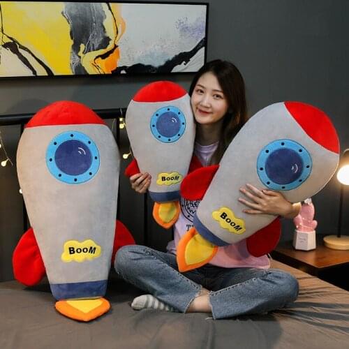 Plush 50\70\90cm Cute Rocket Plush Toy New Creative Pillow Shape Childrens Gift Room Decoration Holding Sleeping Pillow