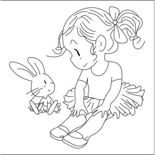 10x10 Girl and rabbit Transparent Clear Stamps Silicone Seals for DIY scrapbooking photo album Card Making