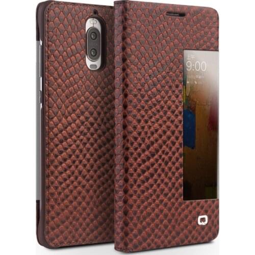 QIALINO Sleep Wake Function Case for Huawei Mate 9 Pro Ultrathin Genuine Leather Ultrathin Flip Cover for Huawei Mate 9 Pro