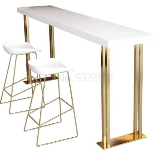 Light luxury solid wood bar table family milk tea shop wall long table high foot table bar combination partition table and chair