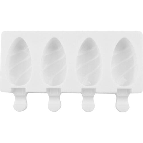 4 Cell Sicle Ice Cream Tray Mold Homemade Popsicle Silicone Molds Dessert Freezer Fruit Juice Ice Pop Maker