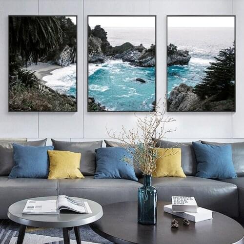 Scandinavian Landscape Poster Decoration Wall Art Rocky Bay Seaside Canvas Prints Scenery Pictures Living Room Paintings Decor