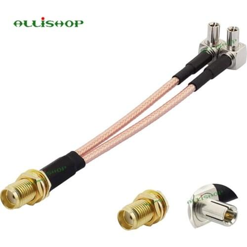 SMA Female to Dual TS9 Male Right Angle Splitter Combiner Cable Jumper Pigtail RG316 for 4G LTE Home Phone Router Gateway Modem