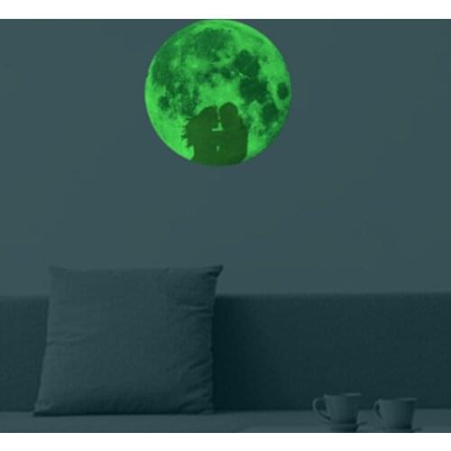 Luminous Moon Couple Shadow Living Room Wall Sticker Creative Bedroom Decoration Sticker Background Wall Decoration For Home