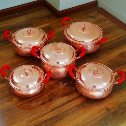 Pure Copper Thick Pot Soup Casserole Stew Pot Handmade Deep Large Capacity