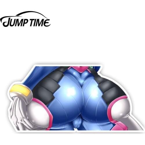 Jump Time 13cm x 6.2cm Car Stickers Anime Overwatch Decal Funny Car Styling Sticker Waterproof Auto Motor Kawii D.Va Graphics