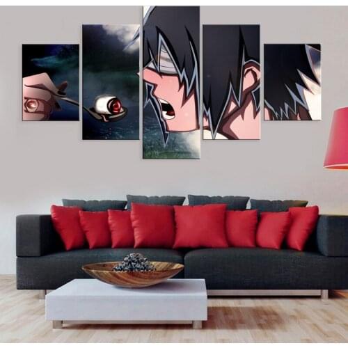 Wall Art HD Prints 5 PanelNARUTO Sasuke Posters Decor Modular Pictures for Living Room Home Decoration Anime Canvas Paintings