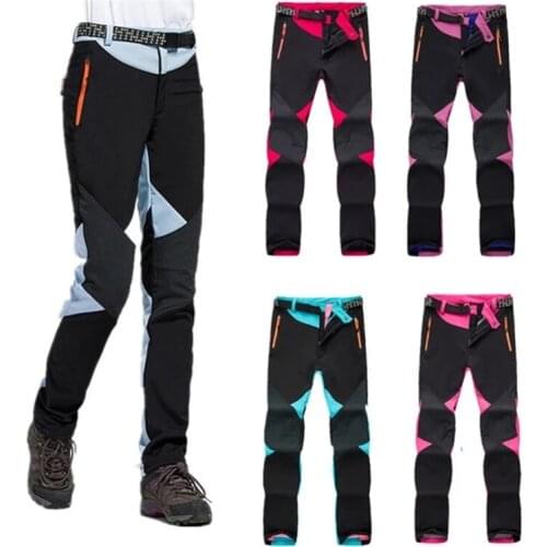 Women Outdoor Winter Softshell Ski Pants Warm Fleece Waterproof Trousers Trekking Mountain Climbing Hiking Female Sports Pants
